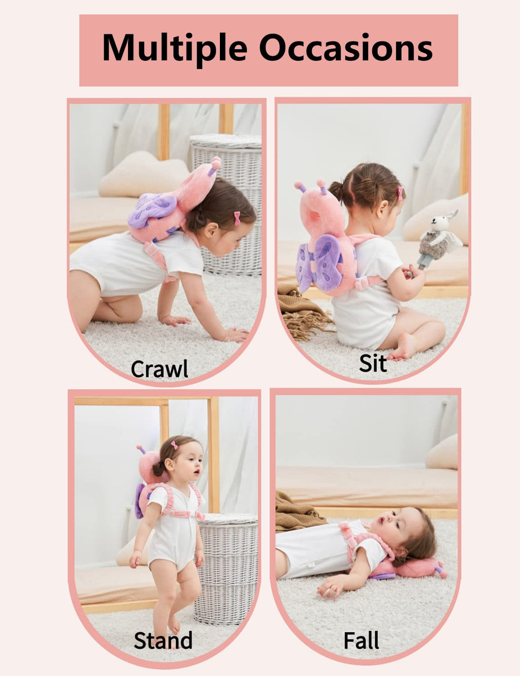 Toddler Baby Head Protector Pad Safety Cushion with Knee Pads&Anti-Slip Socks (Elephant)