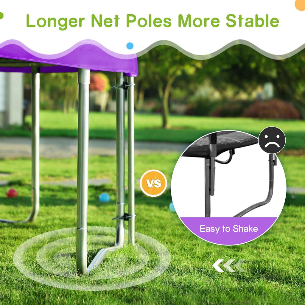15 14 12 10 8FT Trampoline for Kids with Safety Enclosure Net 425LBS Weight Capacity Outdoor Backyards Trampolines with Non-Slip Ladder All Accessories for Children Adults Family