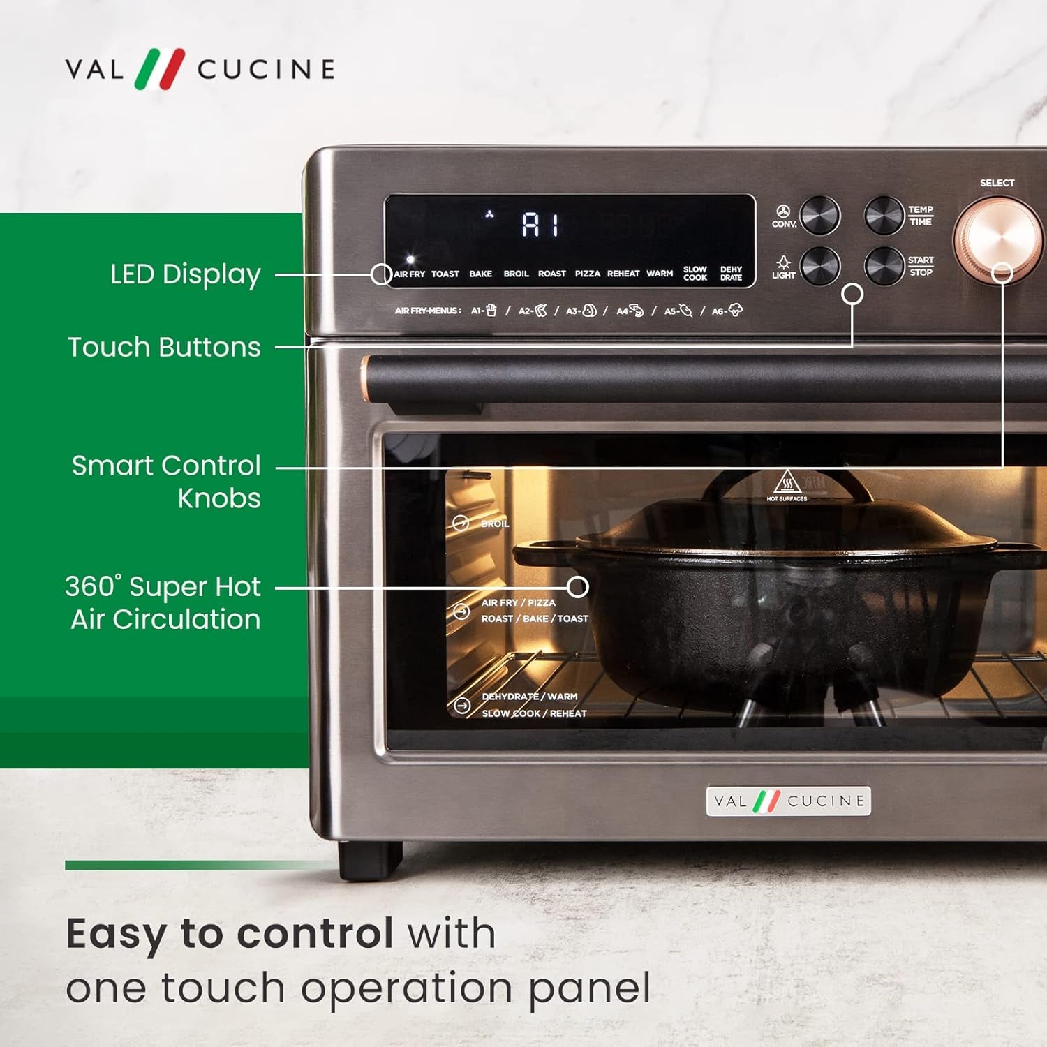 26.3 QT/25 L Extra-Large Smart Air Fryer Toaster Oven, 10-In-1 Convection Countertop Oven Combination, Black Matte Stainless Steel