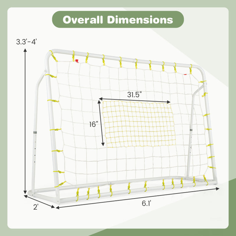 2-In-1 Kids Soccer Rebounder and Soccer Goal with Adjustable Height