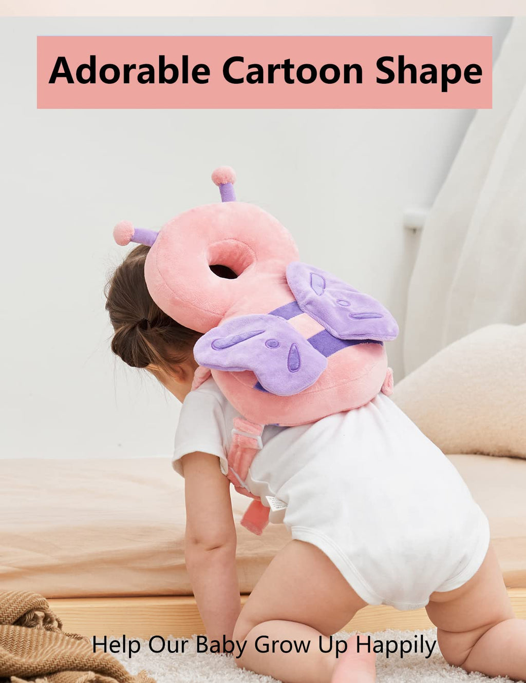 Toddler Baby Head Protector Pad Safety Cushion with Knee Pads&Anti-Slip Socks (Elephant)